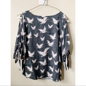 Gray Floral Bird Shirt
